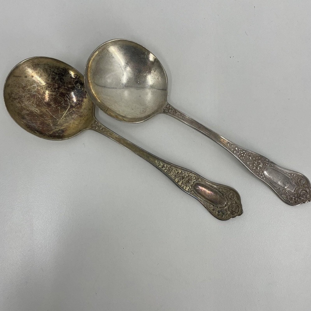 Antique‎ Lot of 2 Rogers AA Spoons PAT MAY 26-09 Ornate Silver Plate